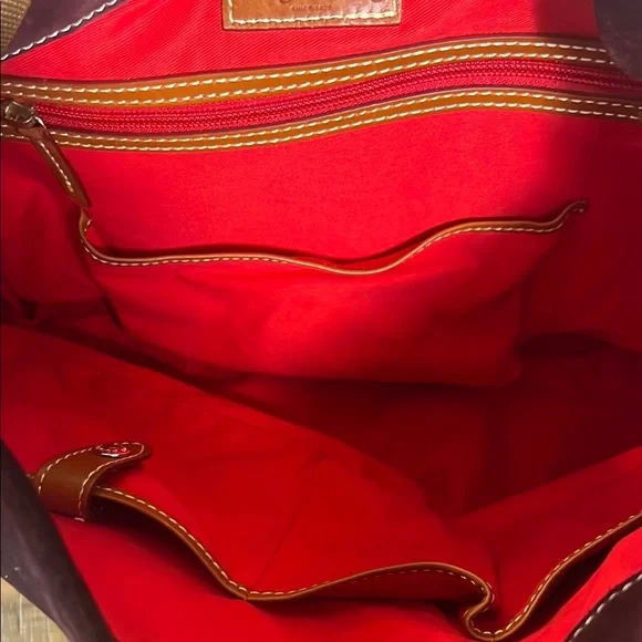 Dooney & Bourke Burgundy Fall Suede Leather Women's Bag and Matching Wallet Set - Picture 5 of 14